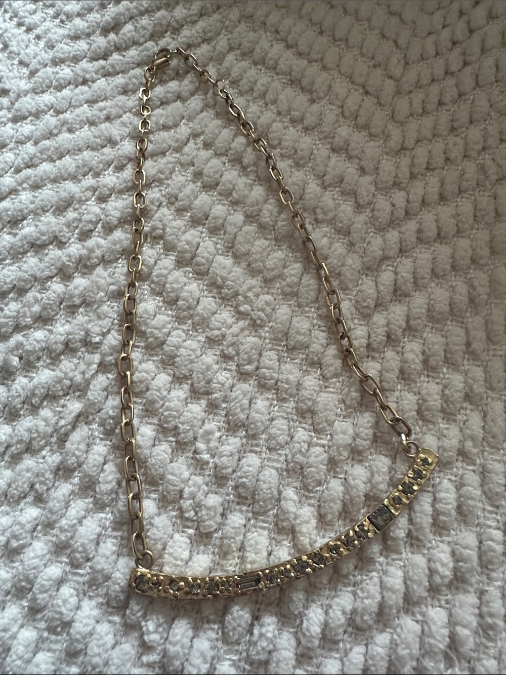 TAT2 Designs Gold Crystal Curved Bar Necklace - Women's Fashion Jewelry